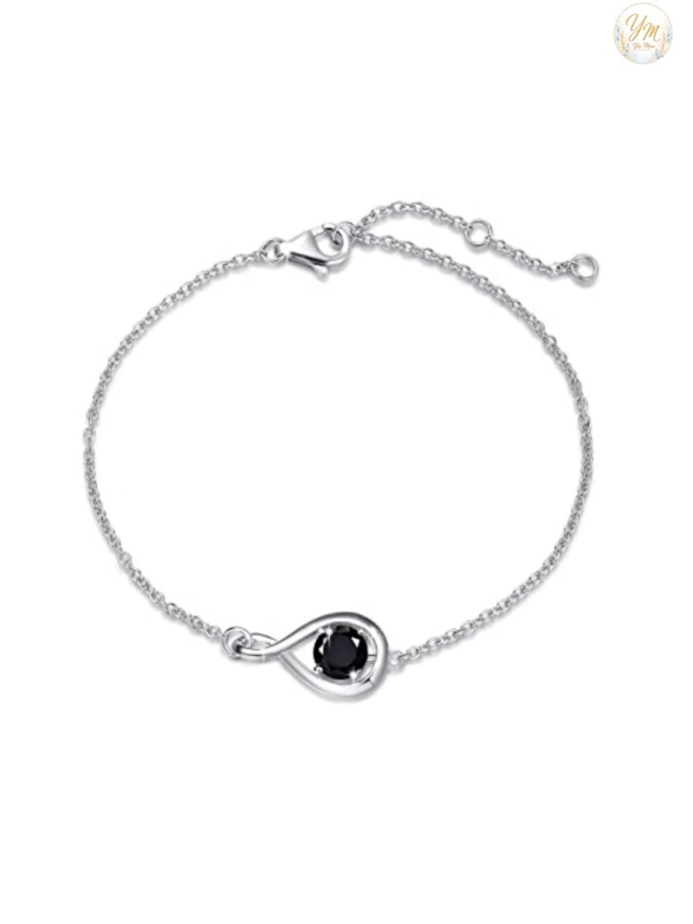 925 Sterling Silver Infinity Birthstone Bracelet White Gold Plated Adjustable